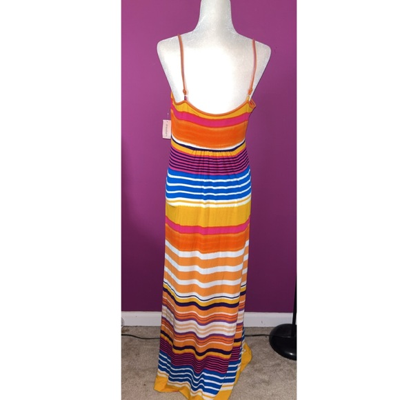 NWT Roz Ali/ Dressbarn Colorful Striped Maxi Dress - Picture 4 of 5
